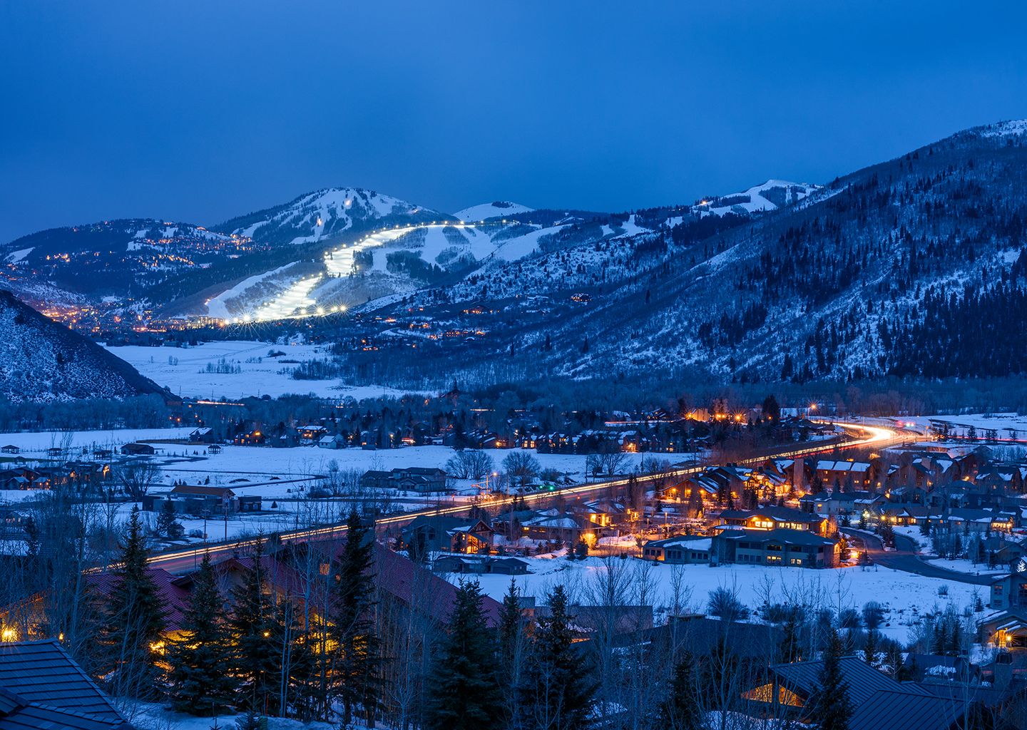 Dusk View of Park City Glowing