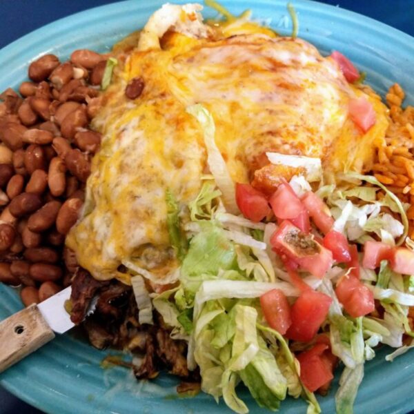 Hearty breakfast plate served up at The Pantry Restaurant in Santa Fe, New Mexico