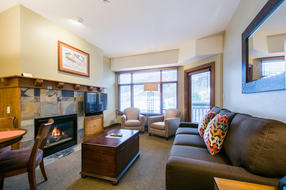 Living Room with Private Balcony at Sundial Lodge in Park City Utah