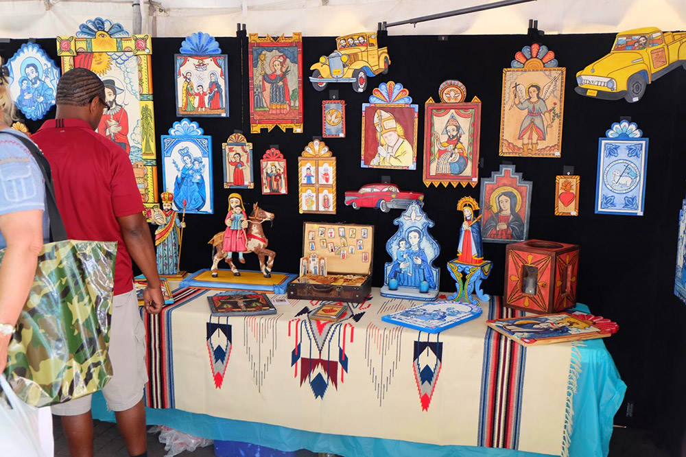 Local Arts and Crafts on a Table at a Market in Santa Fe New Mexico