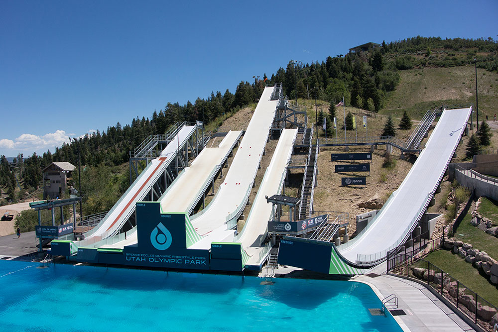 Freestyle Ramps in Utah Olympic Park in Summer