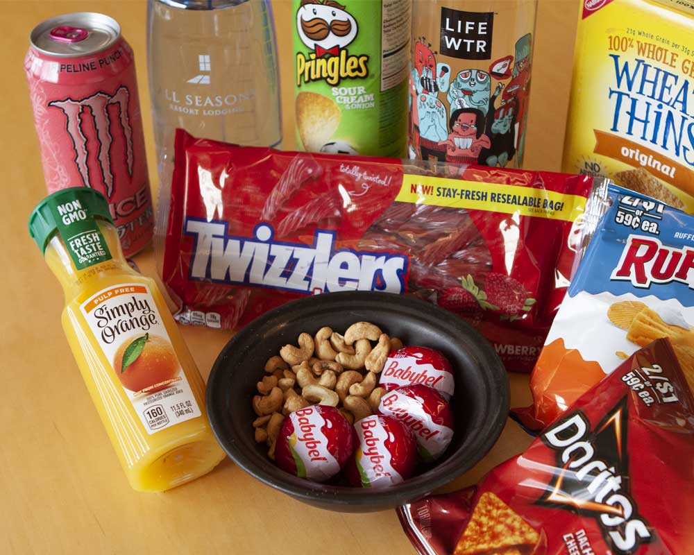 Unhealthy Road Snacks on Desk