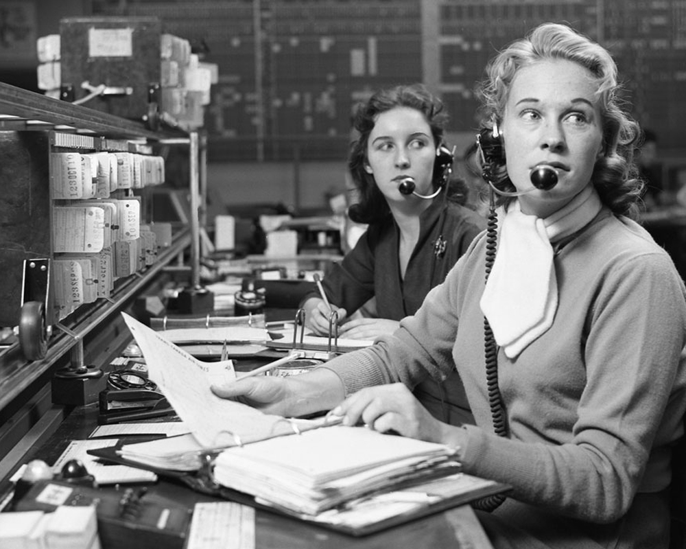 Vintage Photo of Women at Call Center