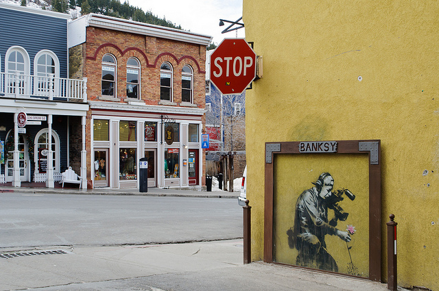 Banksy Banksy graffiti art in park city