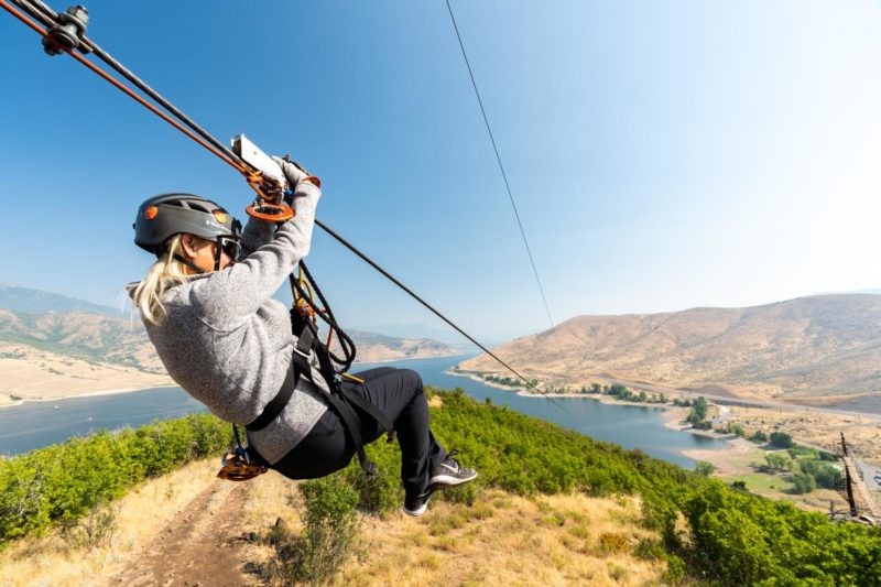 Ziplining in Utah over Heber Valley