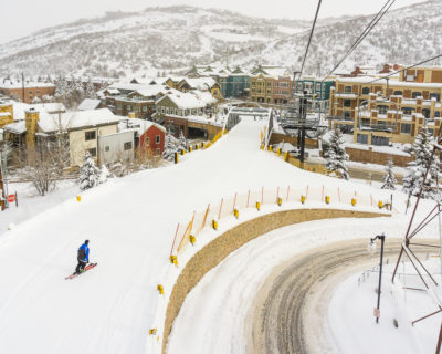 DSC07977_by_mark_maziarz-400x320 Solo Skier on Town Lift Run Towards Main Street in Park City, Utah