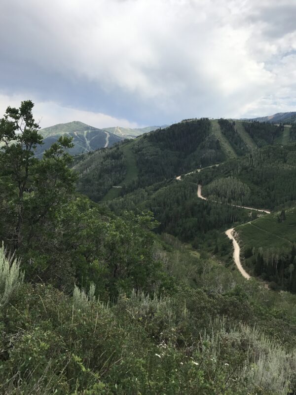 Robs Trail View of Canyons Ski Area in Park City Utah on an Overcast Day