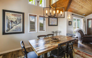 Dining Room with Vaulted Ceilings and Stained Glass Windows at Motherloade Condominiums in Downtown Park City, Utah