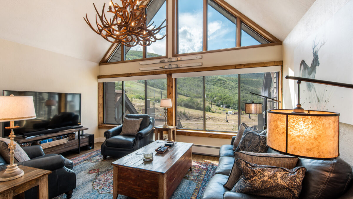 Mountain Lodge Living Room with Sweeping Views of Park City Mountain Resort