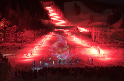 Torchlight Ceremony at Deer Valley During Christmas Time in Park City Utah