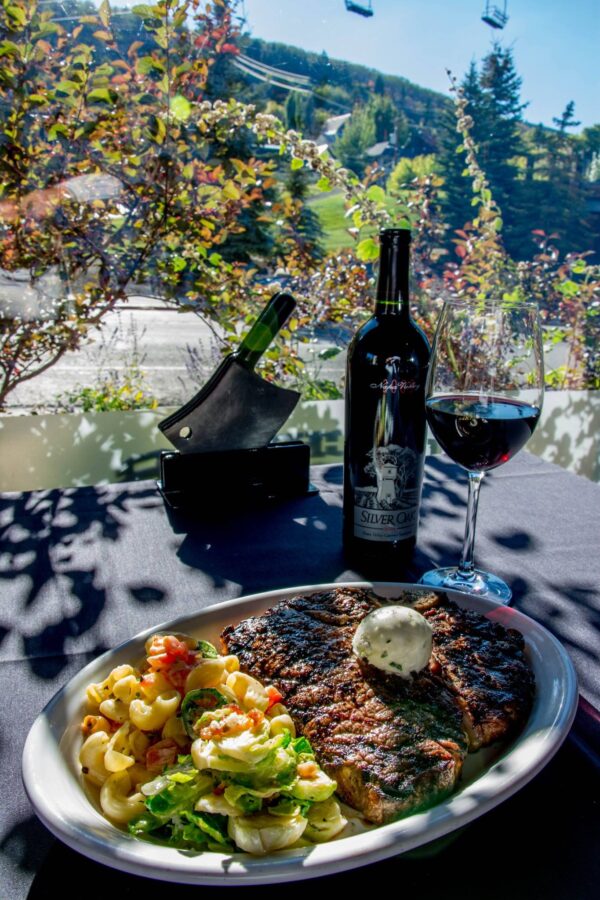 A Hot, Buttered Steak with Vegetables and Red Pine