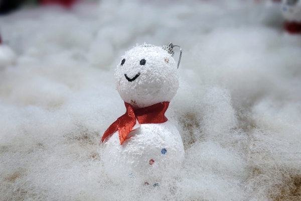 DIY craft snowman with red scarf