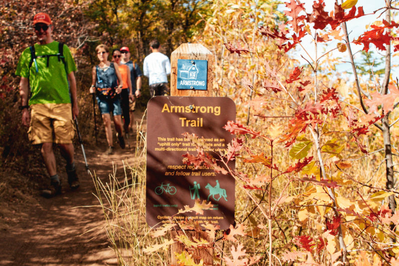 hiking armstrong trail in park city during fall