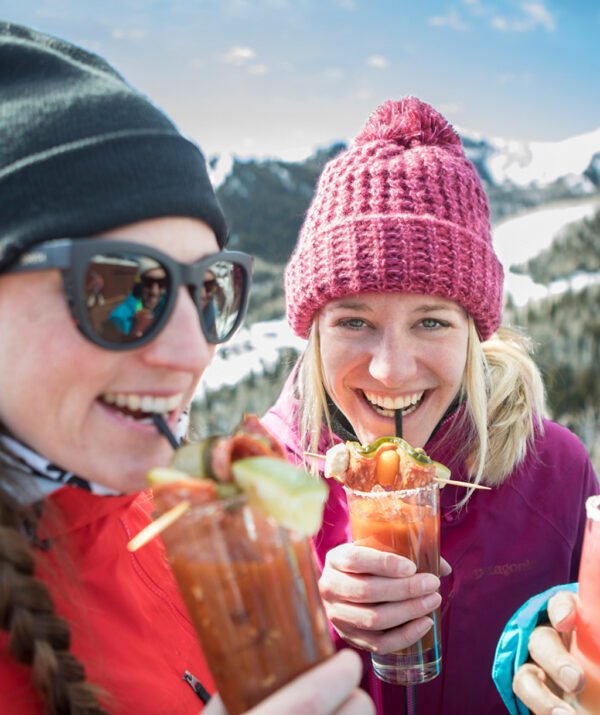 Happy Friends Drinking Bloody Marys in Park City