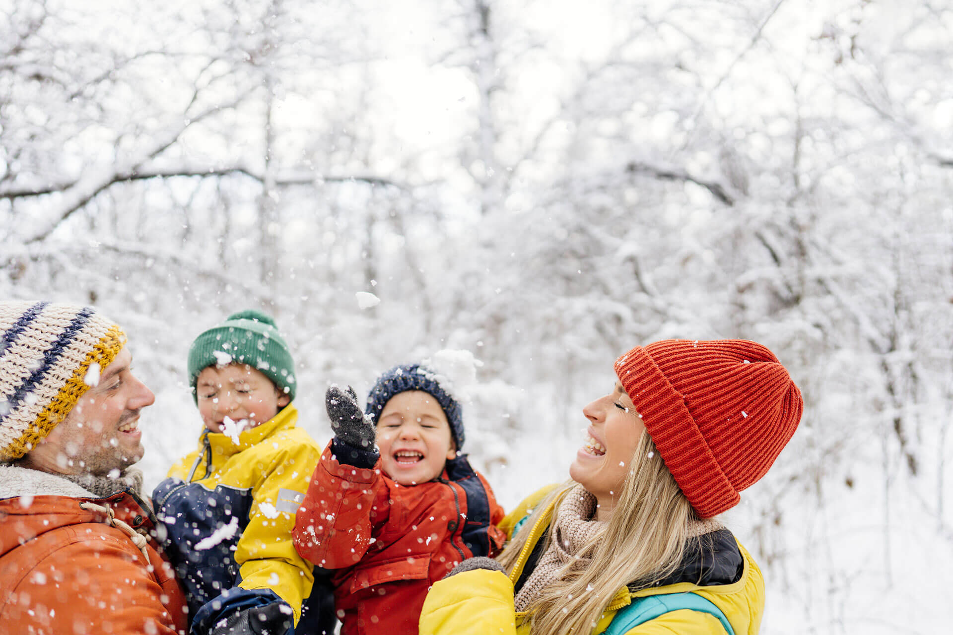 A Family Enjoying Fresh Snow in Park City, Utah