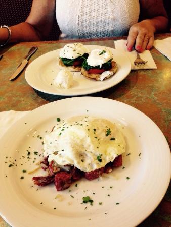 Eggs Benedict Breakfast meal in The Saveur Bistro in Santa Fe, New Mexico