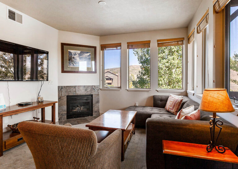 The main living space in a 2-bedroom condo at Crestview Condominiums