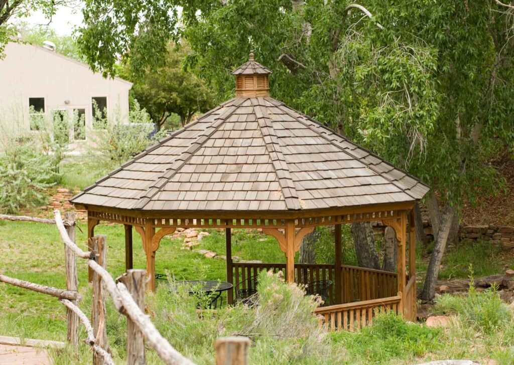 Outdoor Pergola at Fort Marcy Hotel Suites in Santa Fe New Mexico