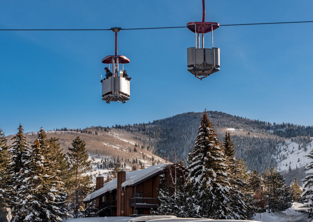 Cabriolet Carrying Skiers on a Blue Bird Day in Park City Utah