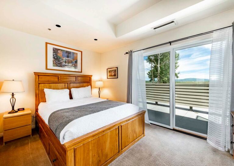 A two-bedroom condominium bedroom at The Lodge at the Mountain Village