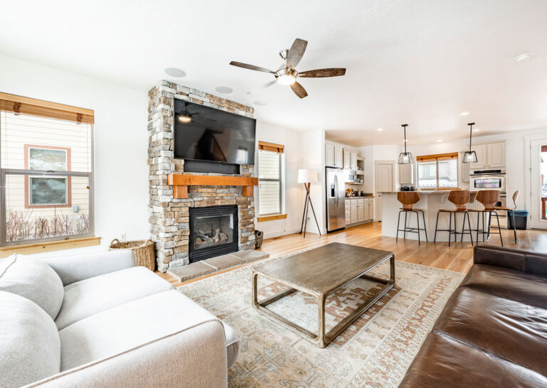 Polar Place living room fireplace and television