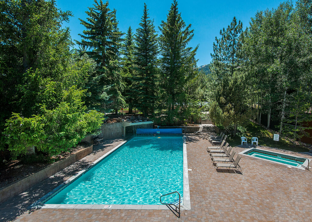 Outdoor Pools in Summer at Red Pine Condominiums in Park City, Utah