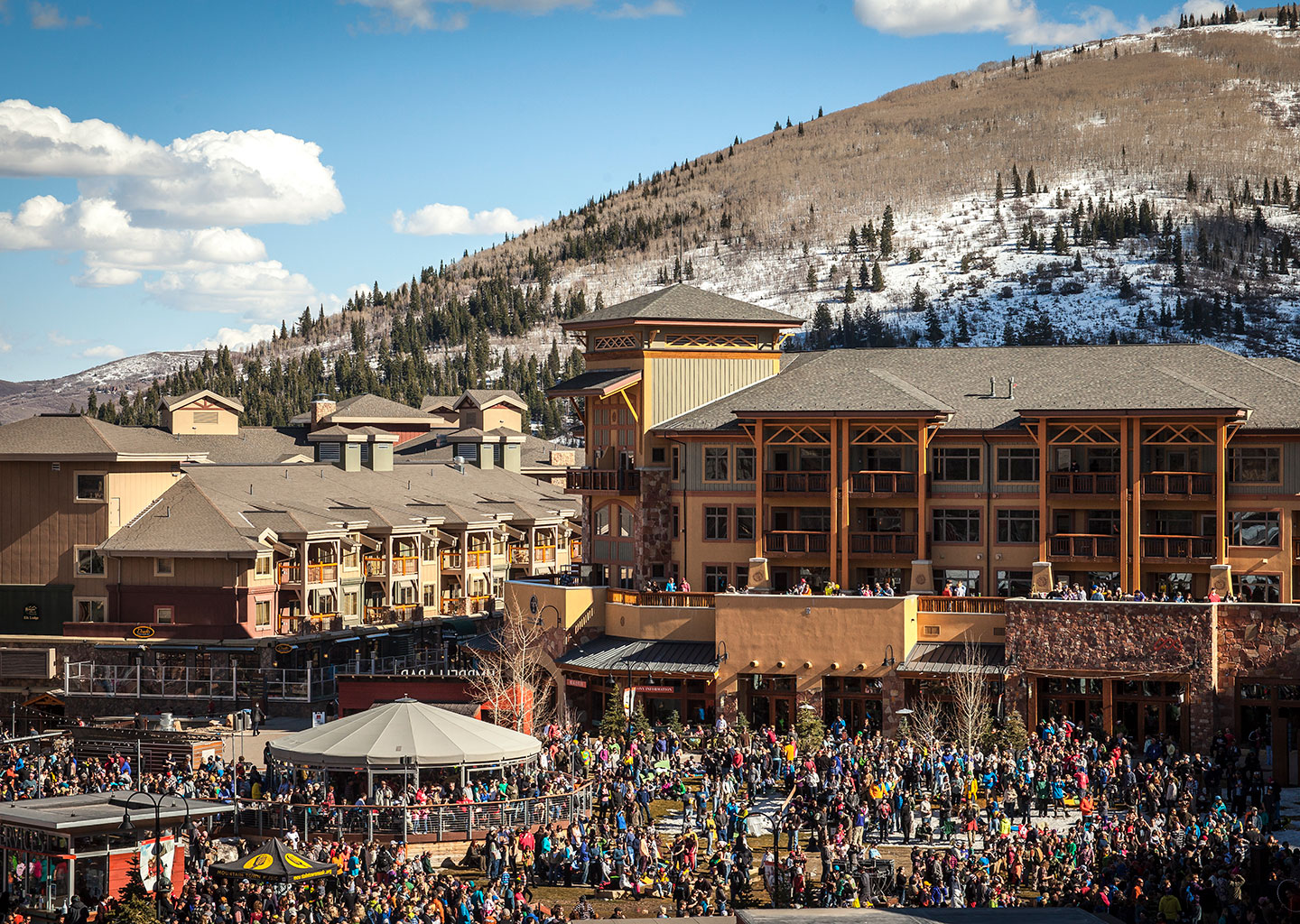 Spring Skiing Crowds at Canyons Village Ski Area in Park City Utah