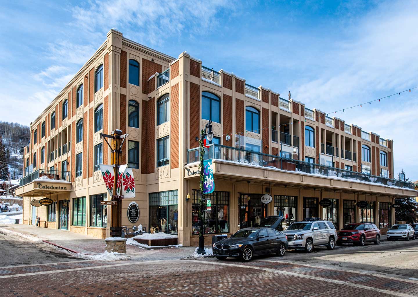 The Caledonian on Main Street Park City During Winter