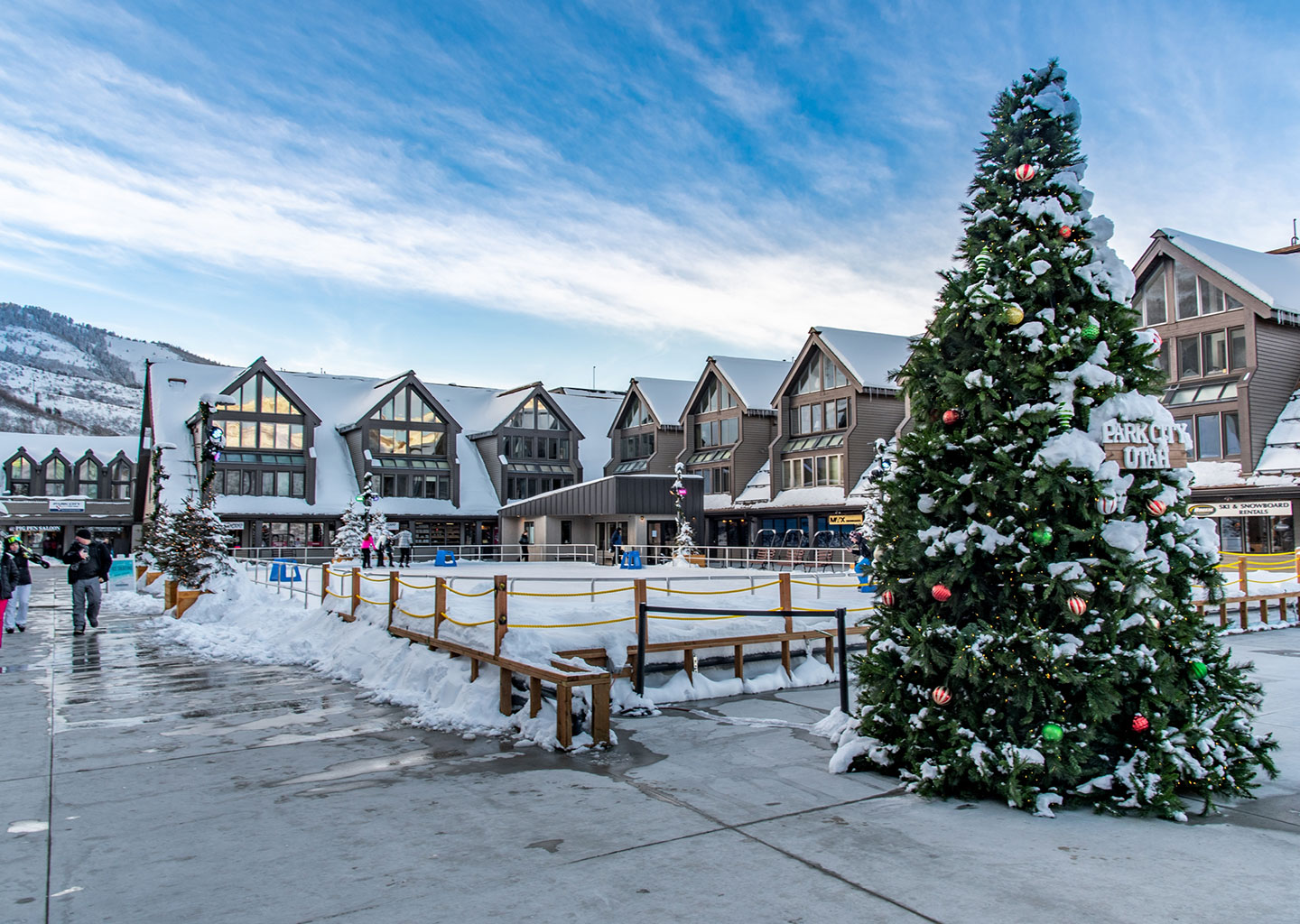 Ice Skating Rink in Winter at The Lodge at the Mountain Village in Park City, Utah