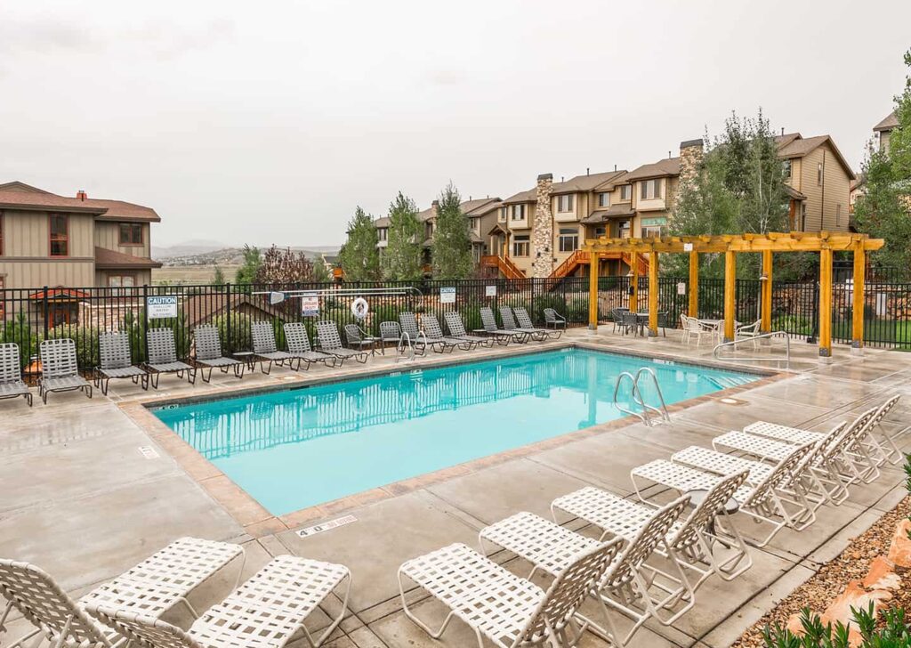 Pool and Lounge Chairs at Bear Hollow Village in Park City, Utah