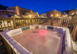Hot Tub on Balcony of Town Lift Condos Park CIty Overlooking downtown Main Street.