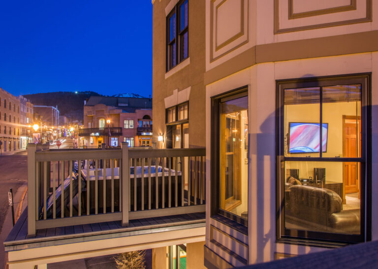 Porch with Hot Tub Overlooking Main Street Park City at Town Lift Condominiums