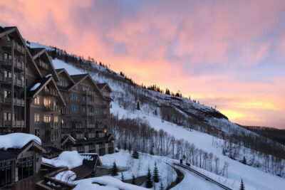 deer valley ski resort at sunset