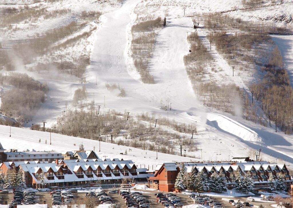 Lodge at Mountain Village Winter aerial view