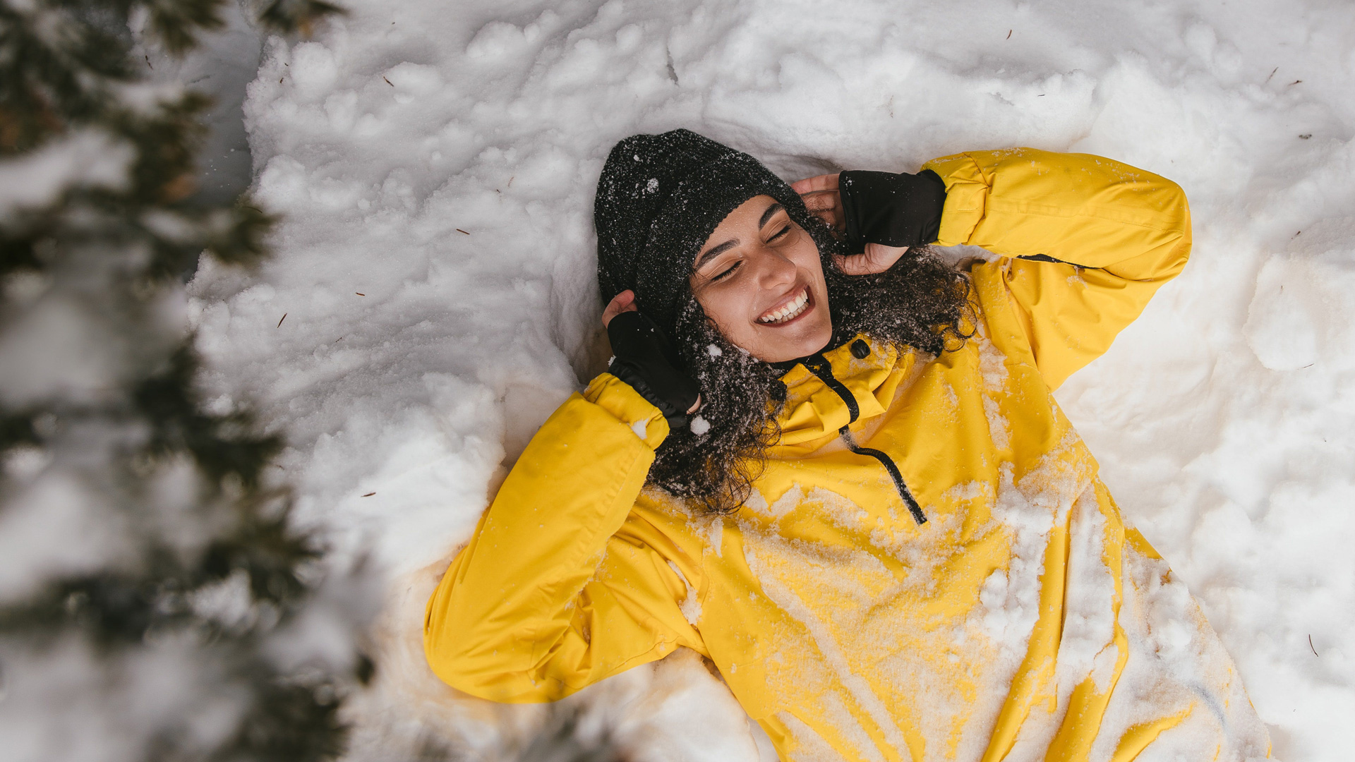 Girl in snow at park city utah