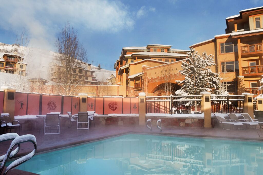 Sundial Lodge Park City Pool in the Winter Canyons Village