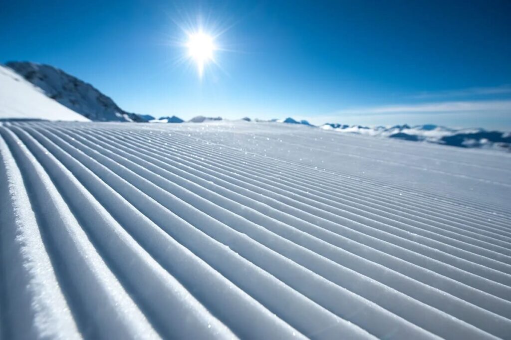 perfectly groomed ski run