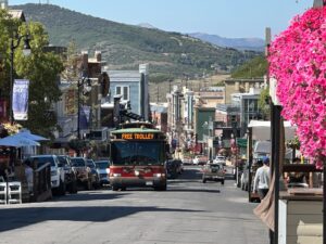 Park City Free Trolley on Main Street