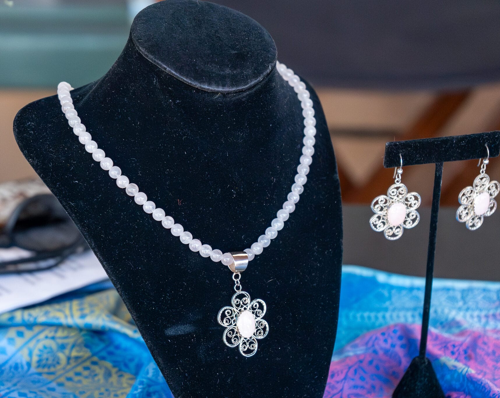 Handcrafted silver and turquoise jewelry at the Santa Fe Traditional Spanish Market