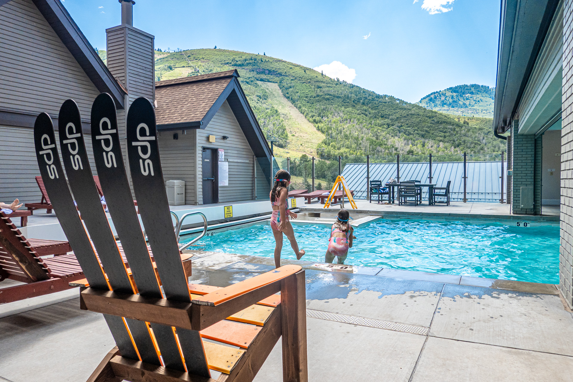 The Lodge at Mountain Village indoor/outdoor pool in the summer