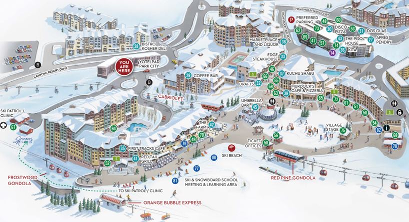 Canyons Village Map with Canyon Haus location