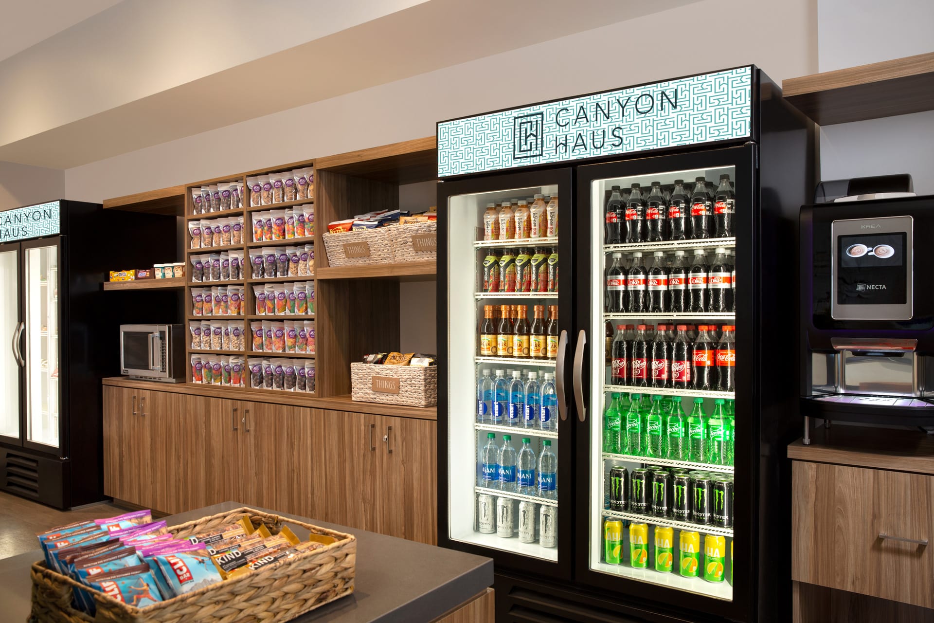 Canyon Haus Grab and Go market with snacks, coffee, and takeaway meals