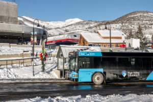 Canyons Village Transit Hub in winter