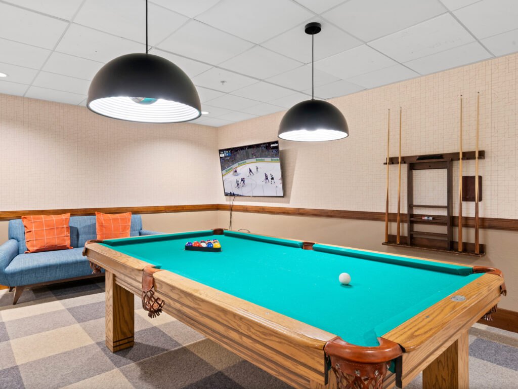 Game room with pool table at Hyatt Centric Park City