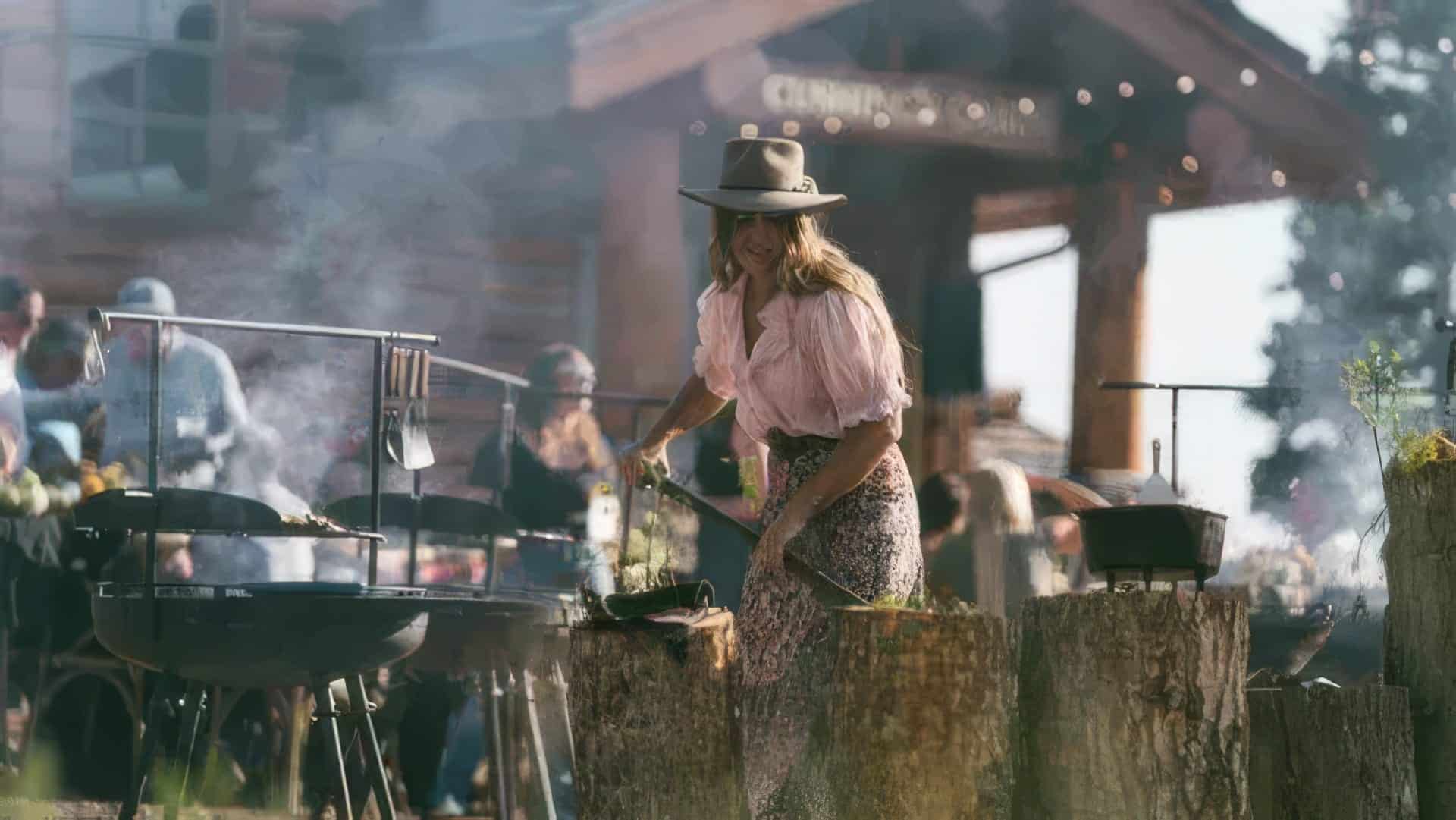 Chef Sarah Glover cooking at Deer Valley's Fire & Flavor Festival