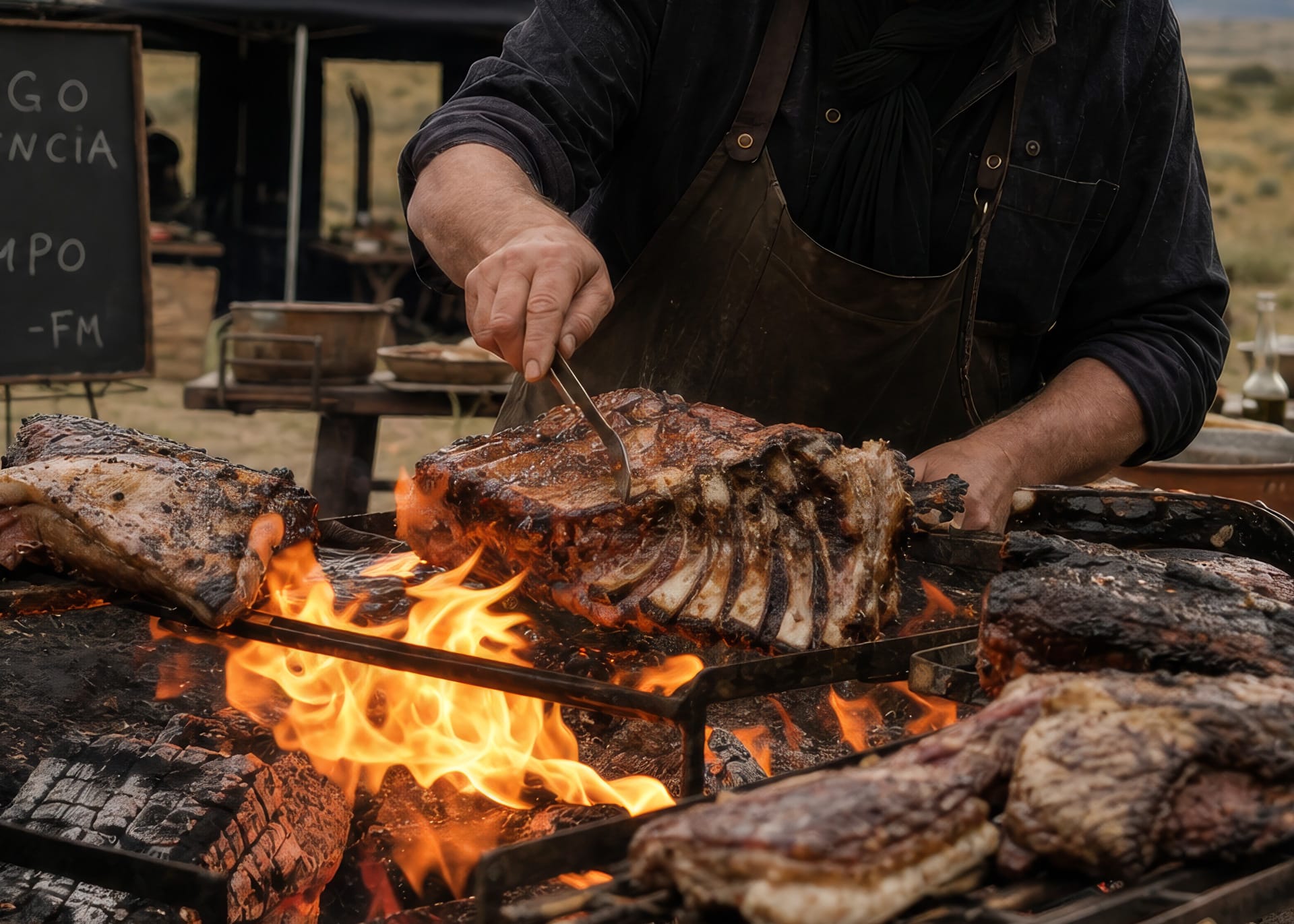 Open-flame cooking during Chef's Table Festival in Park City, Utah.