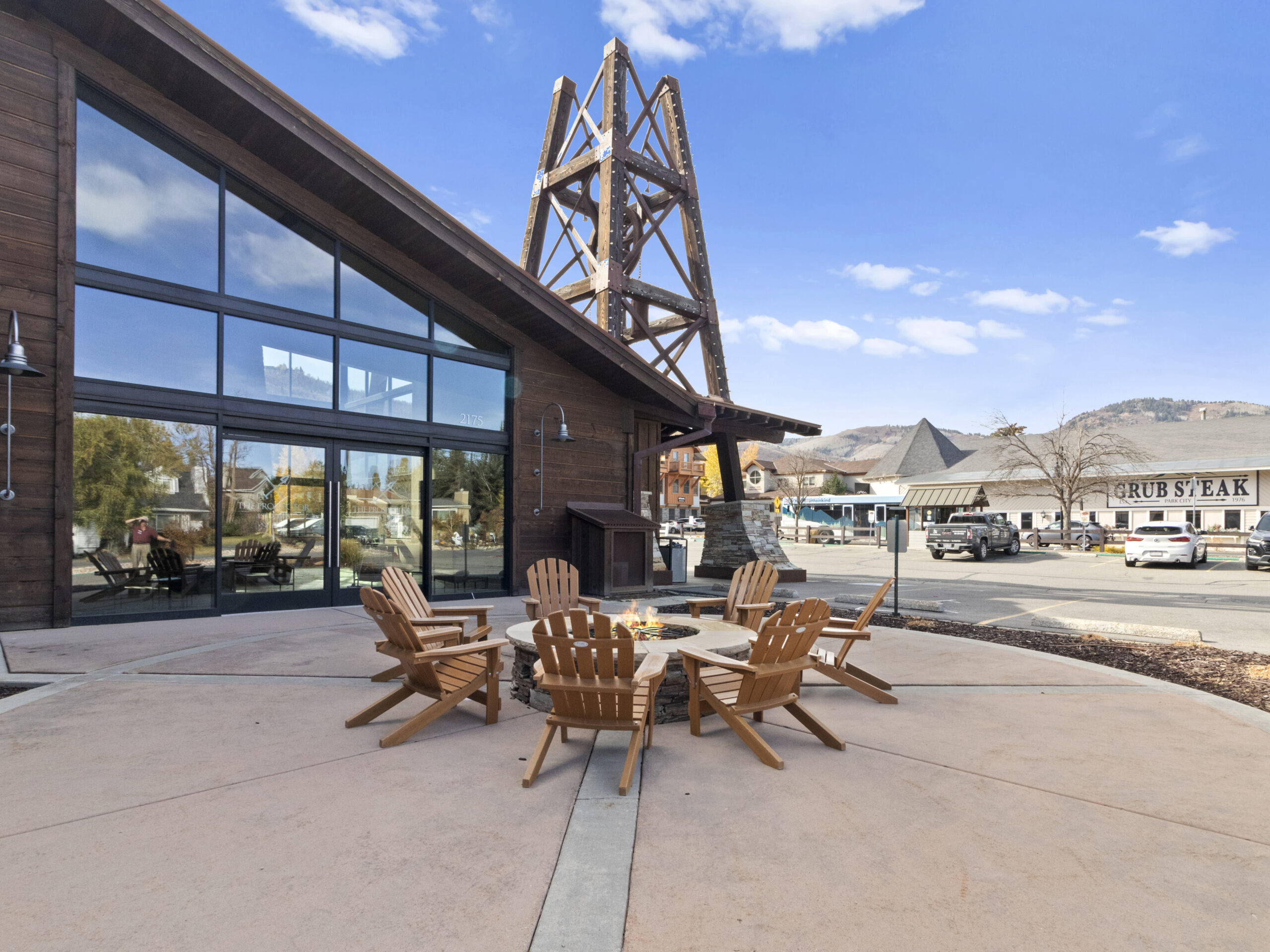 The Prospector Condos community gas fire pit