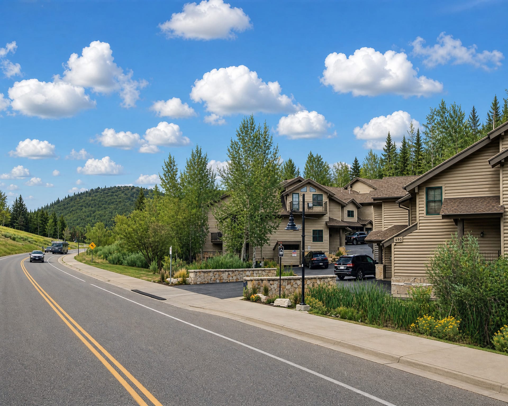 Free Park City bus stop on Deer Valley Drive right outside Foxglove Condos