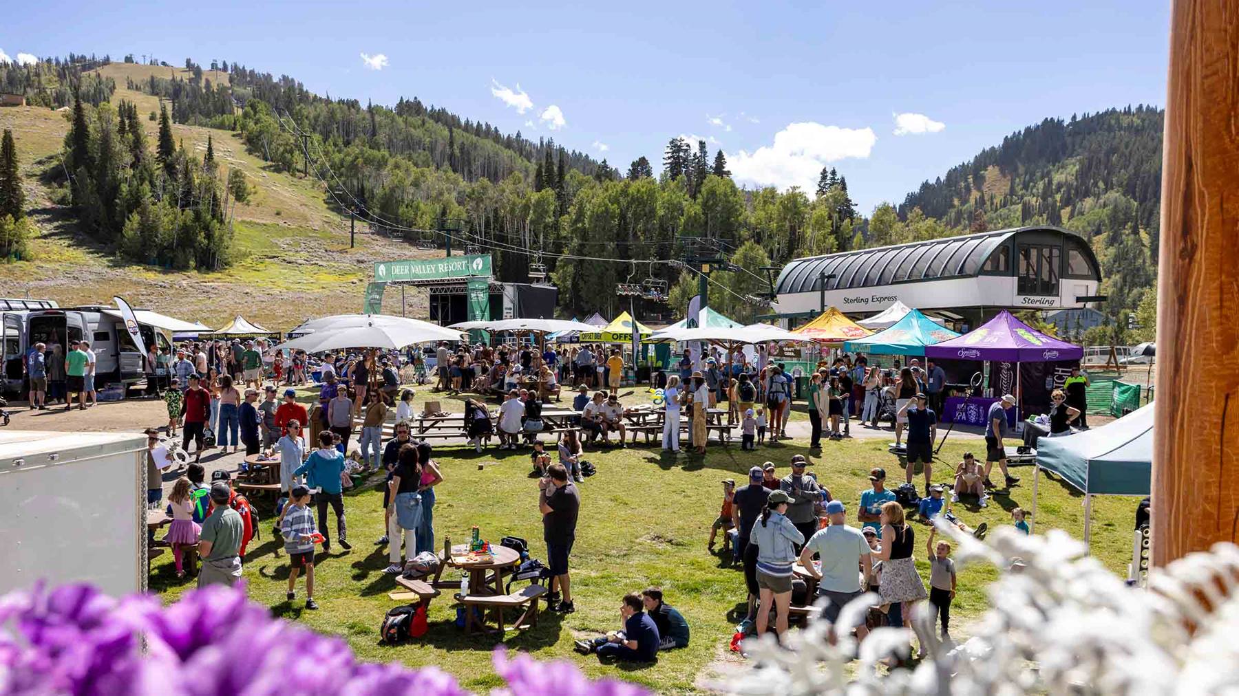 Guests relaxing on the Silver Lake lawn at the Deer Valley Mountain Beer Festival