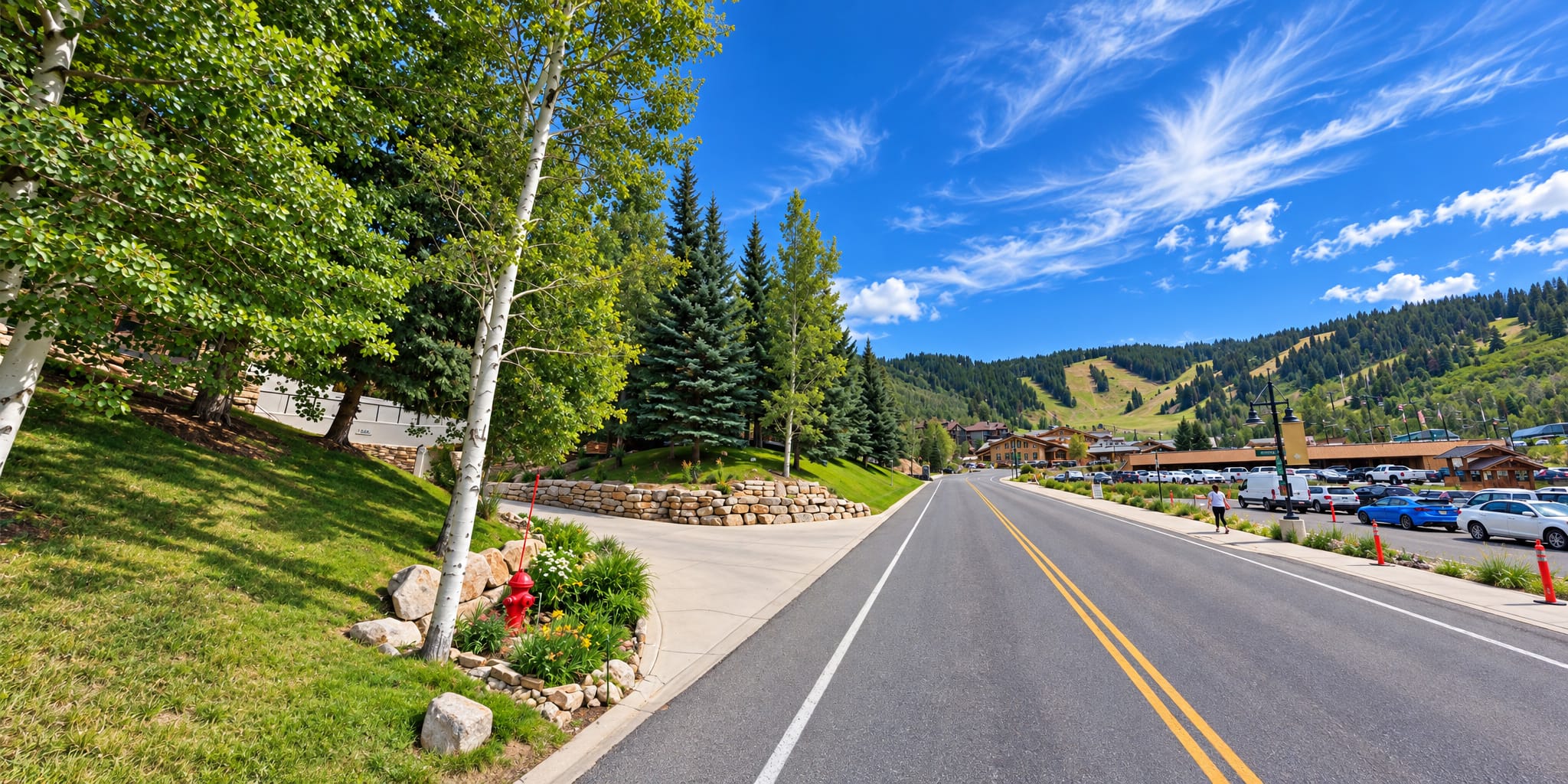 Street view of Powder Run condos in Lower Deer Valley, close to Snow Park Lodge